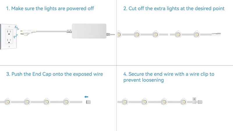 ASAHOM 10pcs of Waterproof End Cap, Small Waterproof Accessory Designed to Seal The Cut End of Light String After Trimming, for Permanent Outdoor Lights, White - Image 2